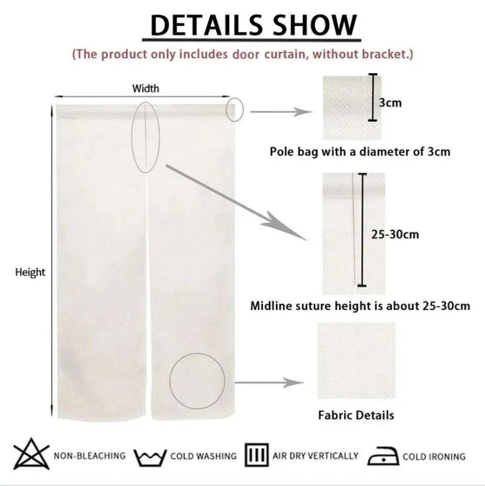 Cat & Plant Print Room Divider Curtain | 2-Panel Door Décor