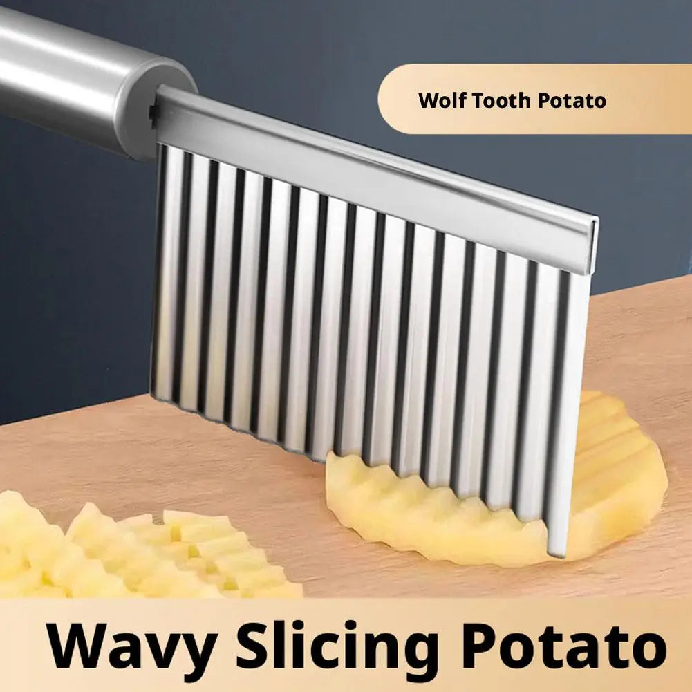 Stainless Steel Wave Potato Slicer Vegetable Cutter Potato French Fries Cutter Gadget Accessories Supplies Kitchen Cooking Tools Peaceful Pleasures Health and Wellness