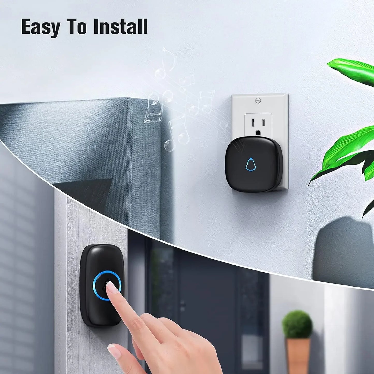 Wireless Doorbell with 2 Receivers, Adjustable Volume, 58 Chimes, LED Light, 1000Ft Range, Easy Installation Peaceful Pleasures Health and Wellness