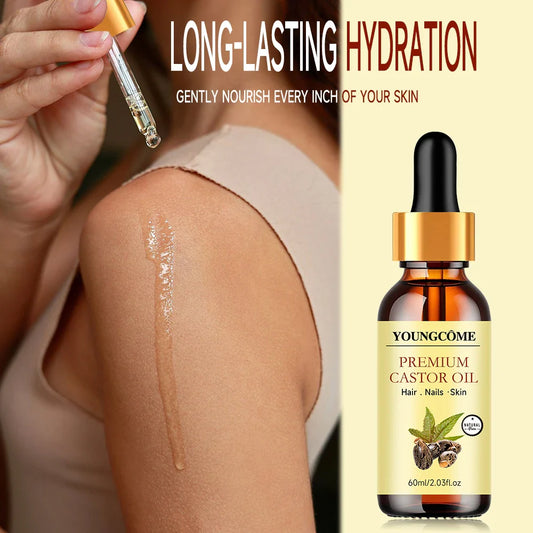 Pure Cold-Pressed Castor Oil for Hair, Skin & Lashes | 40/60ml Castor Carrier Oil Oasis Select