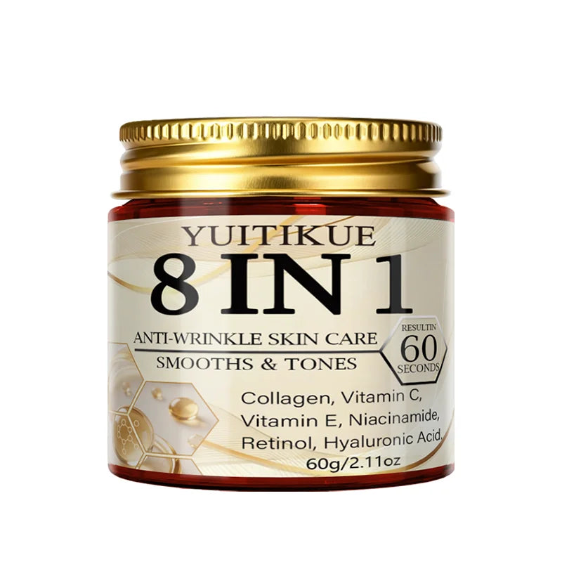 Yuitikue 8 in 1 Anti-Wrinkle Face Cream, 60g Collagen Retinol Vitamin C Cream for Smoothing & Toning Skin Care Peaceful Pleasures Health and Wellness 1pc 60g
