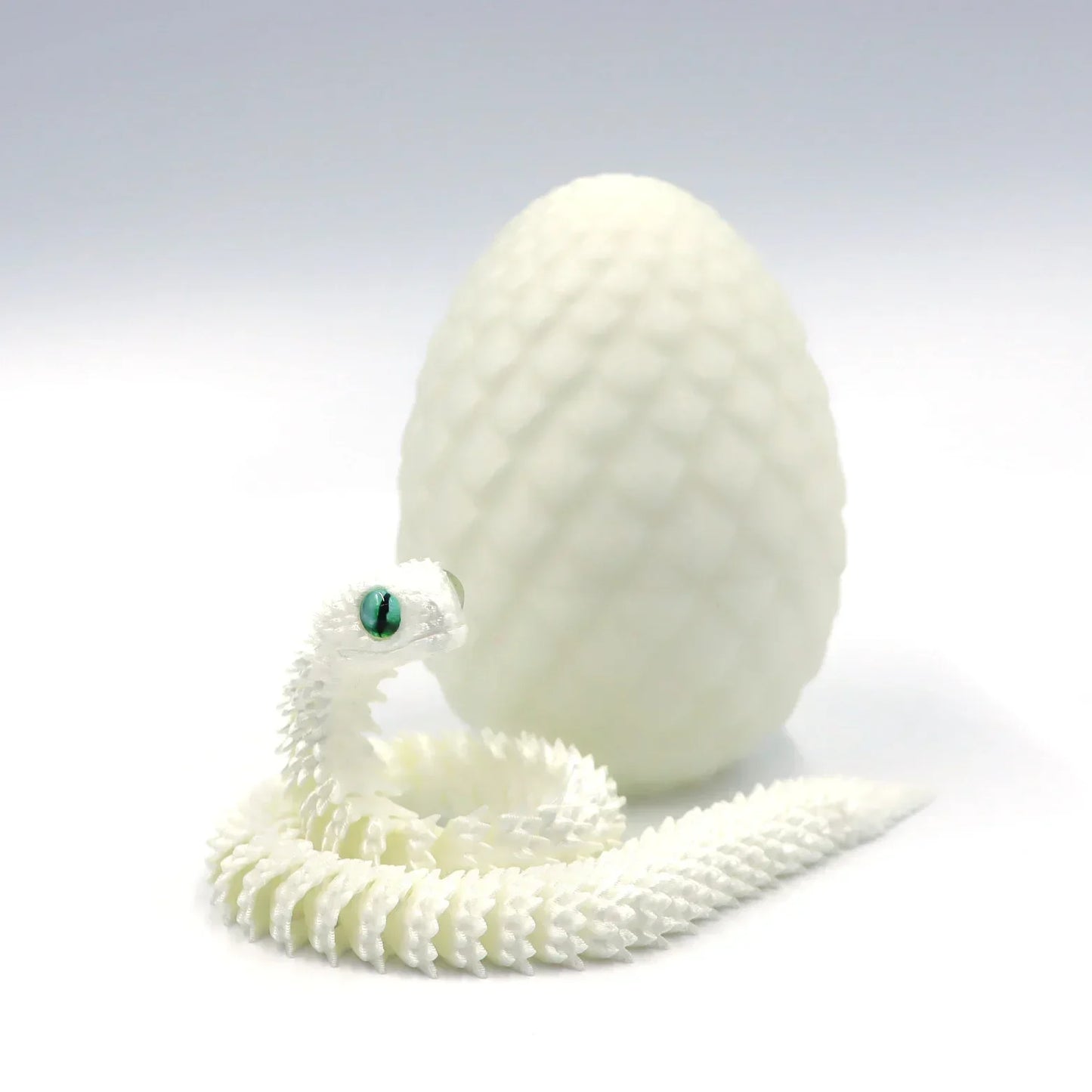 3D Printed Articulated Snake & Egg Figurine | Fidget Toy Decor