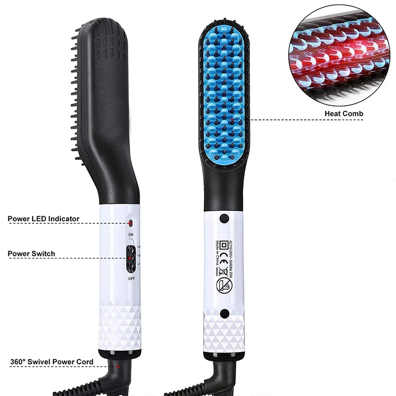 Hair Straightener Multifunctional Professional For Men Beard Straightener Brush Grooming Hot Comb Beard Best Hair Straightener Peaceful Pleasures Health and Wellness