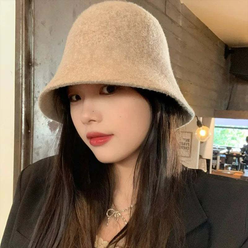 Women's Winter Wool Bucket Hat – Warm Dome Cap One Size