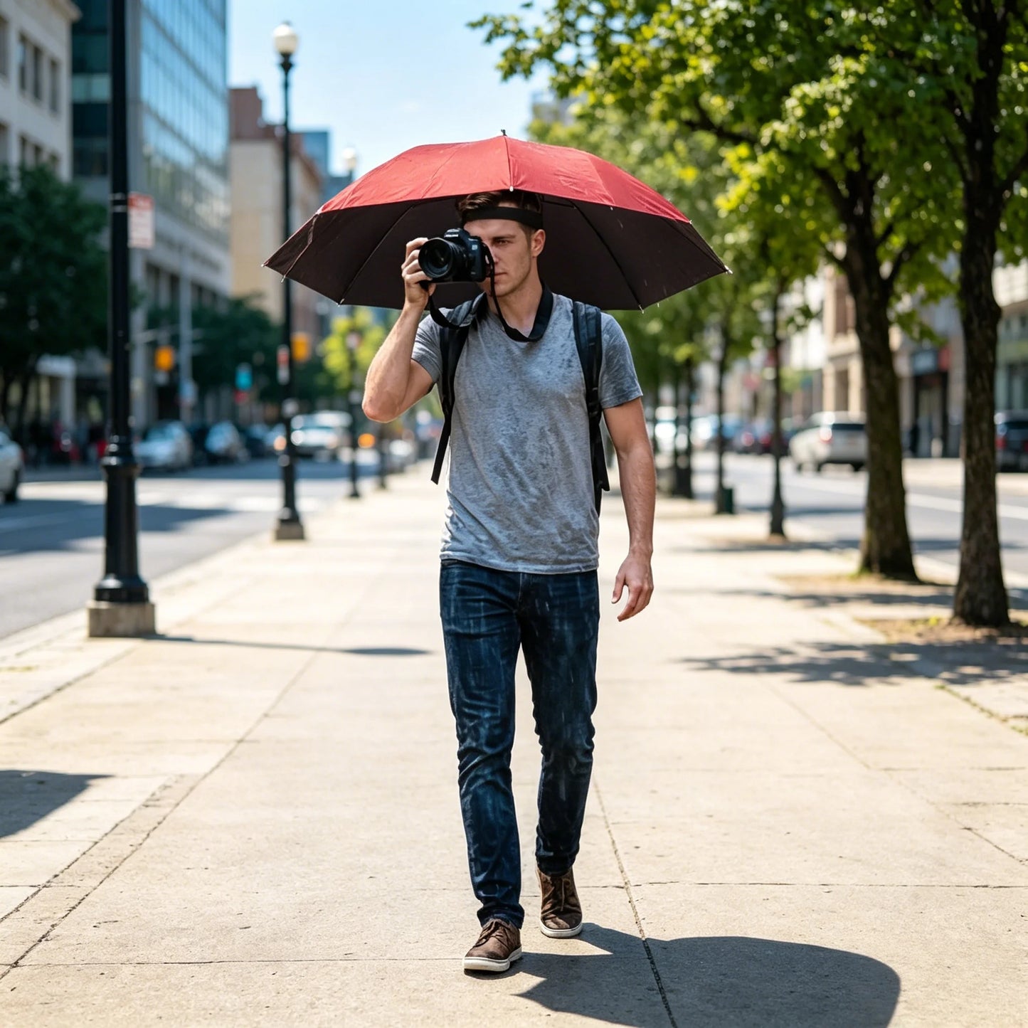 Foldable Hands-Free Umbrella Hat for Fishing, Hiking & Camping
