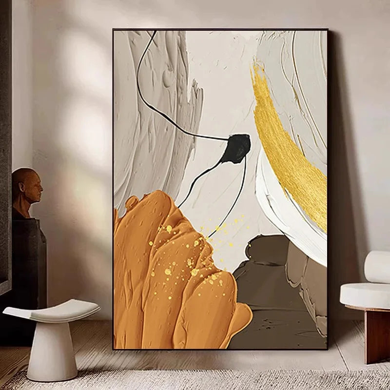 Nordic Modern Abstract Color Matching Thick Oil Handmade Oil Painting For Home Decoration Bedroom Dining Room Living Room Mural Peaceful Pleasures Health and Wellness