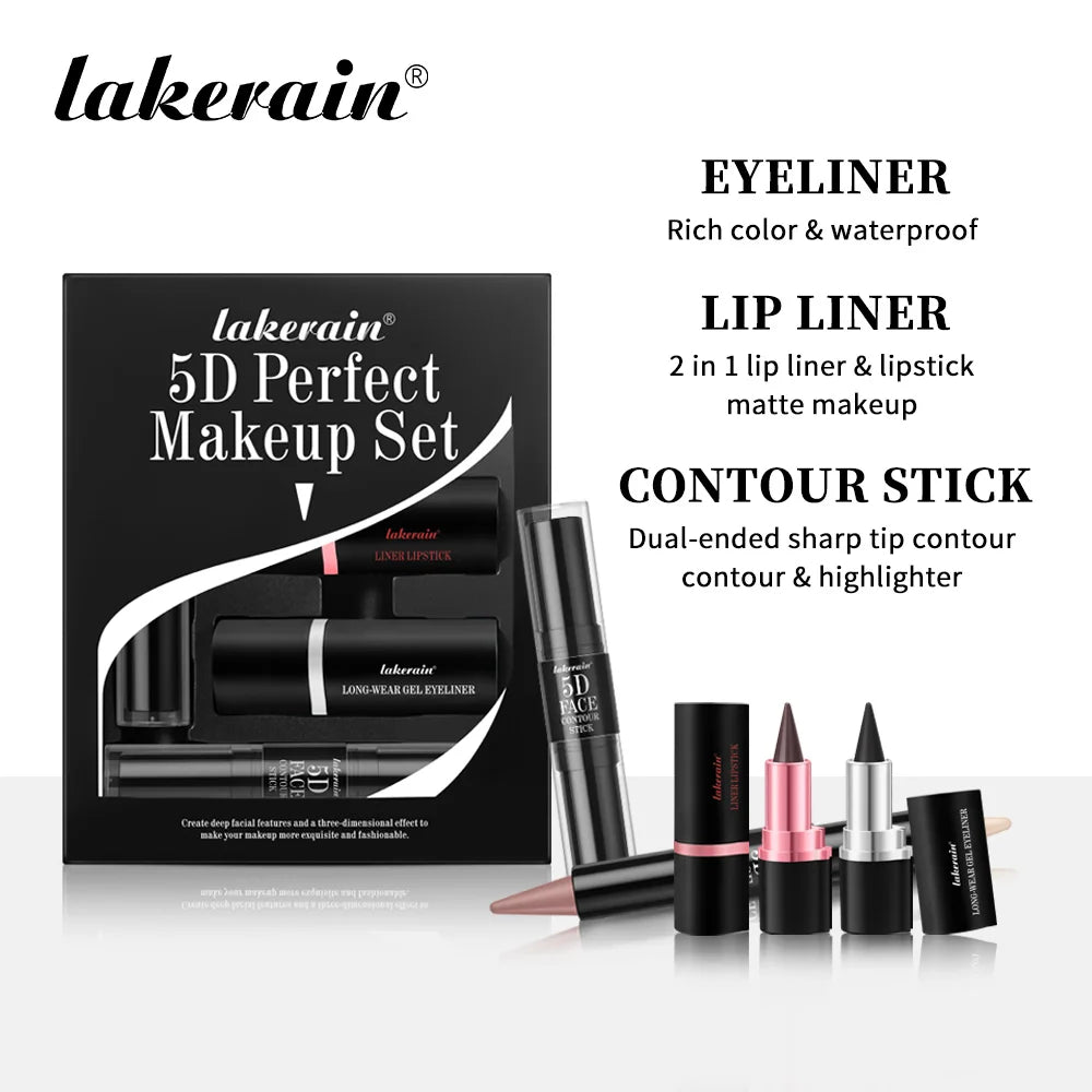 5D Makeup Combo Set – Contour, Eyeliner & Lipstick