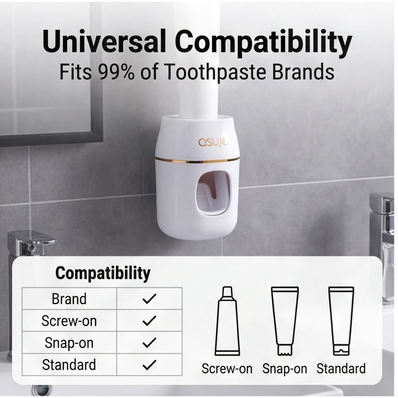 Wall-Mounted Automatic Toothpaste Dispenser & Storage Rack
