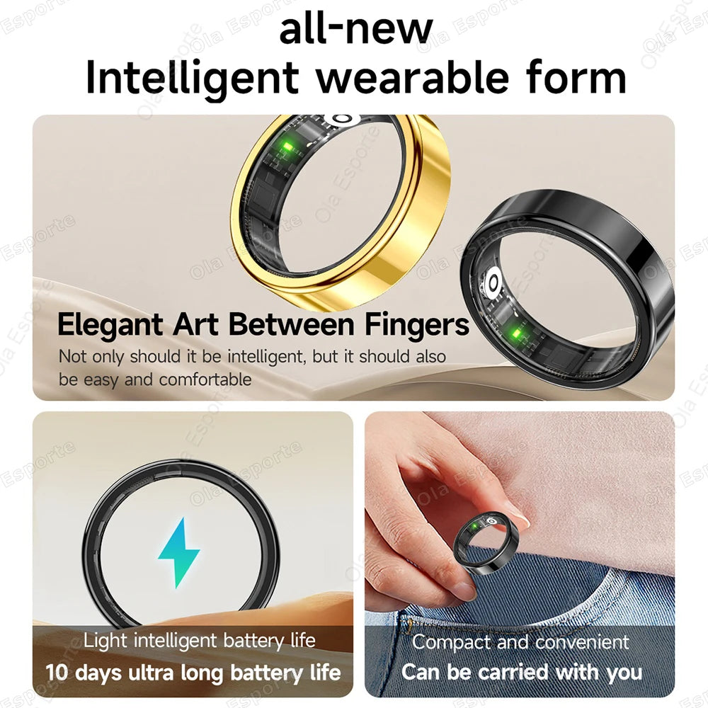 Smart Ring 2026 Men Women New IP68 WaterProof Heart Rate Blood Pressure Blood Oxygen Sleep Monitoring Multi-Sport Mode Smartring Peaceful Pleasures Health and Wellness