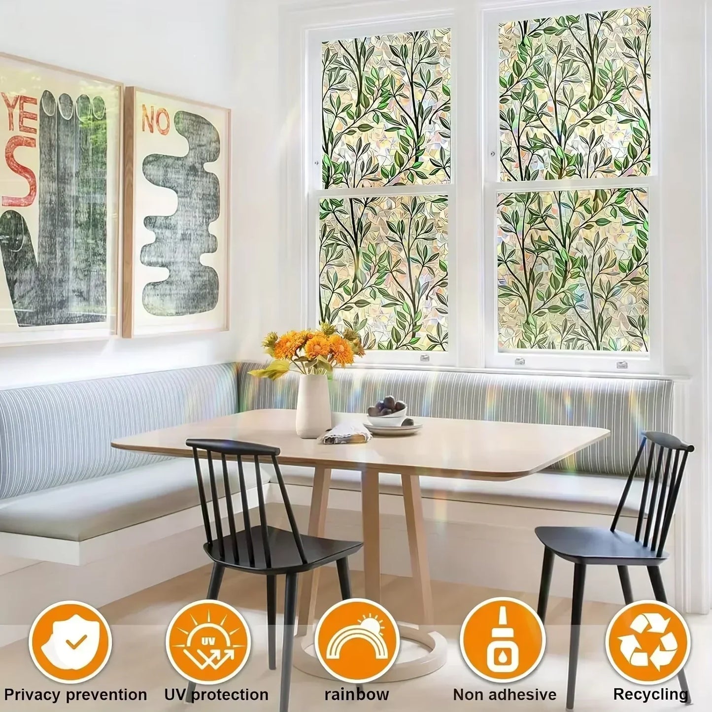 Colorful Crescent Geometric Privacy Window Film – Static Cling