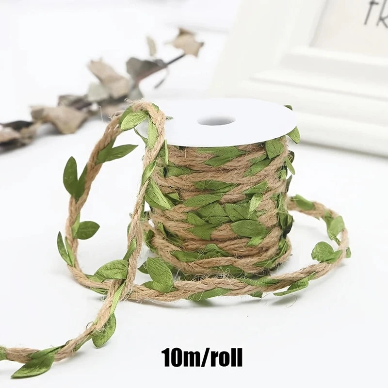 Jute Twine with Green Leaves – Garland Wreath Party Decor
