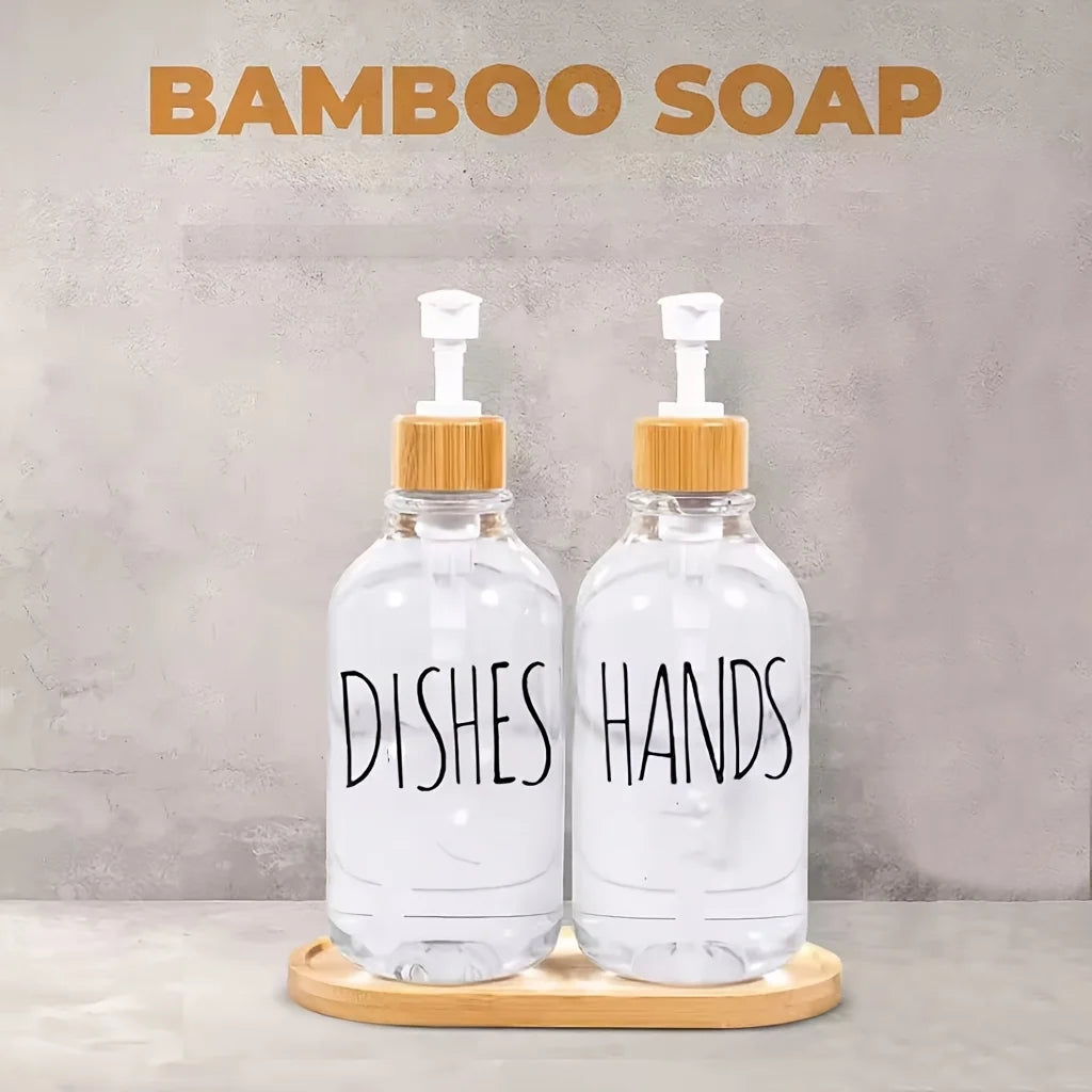 Soap Dispenser Bottle with Tray & Anti-Rust Pump – 500ml Refillable Dispenser for Hand Soap, Dish Soap, Shampoo & Lotion
