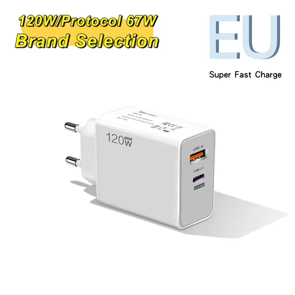 120W USB-C Fast Wall Charger | iPhone Samsung Quick Charge
