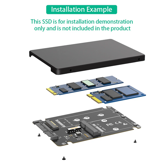 &ABDH& 2 in 1 Combine M.2 NGFF Key B & MSATA SSD to 2.5 SATA3 Adapter with Plastic Enclosure SSD Case Box Peaceful Pleasures Health and Wellness Default Title