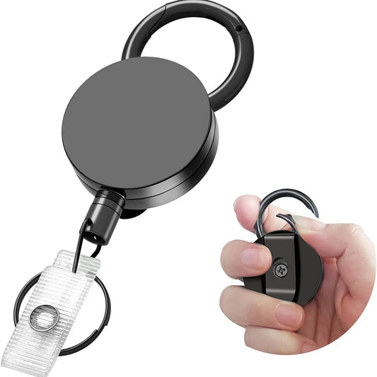 Retractable Metal Wire Keychain Pull Badge Reel ID Lanyard Name Tag Card Badge Holder Reels Recoil Chain Clips Outdoor Key Ring Peaceful Pleasures Health and Wellness