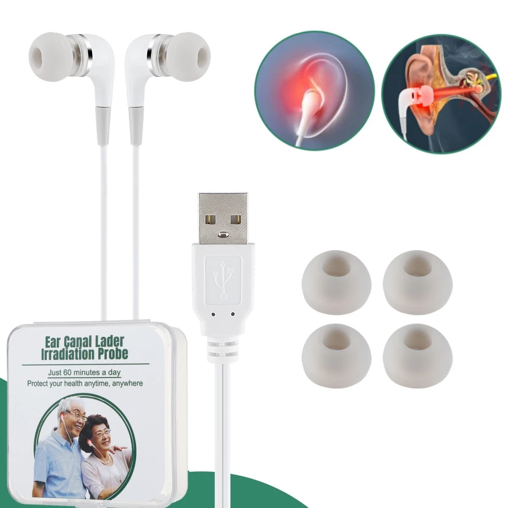 Ear Canal Laser Line 650nm Wavelength Physiotherapy Earplug Balance High Blood Pressure Health Care Reduce Fat Tinnitus Peaceful Pleasures Health and Wellness
