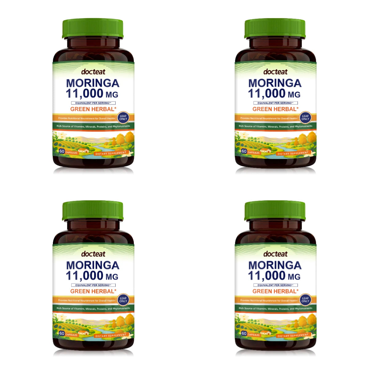 Moringa 11000mg Leaf Capsules | Green Herbal Daily Support 60ct