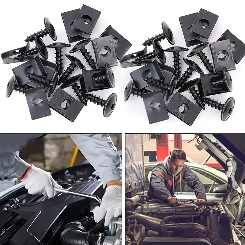 Car Self-tapping Screws U-shaped Metal Spacers Threaded Clips Auto