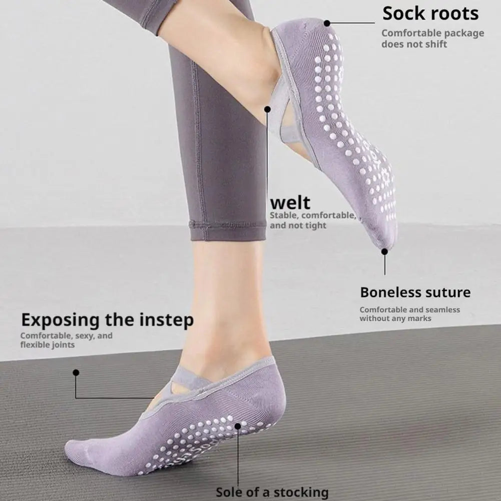 Anti-Slip Yoga Socks for Women - Breathable Backless Grip Socks for Ballet, Pilates, Barre & Dance Non-Skid Sports Socks Peaceful Pleasures Health and Wellness