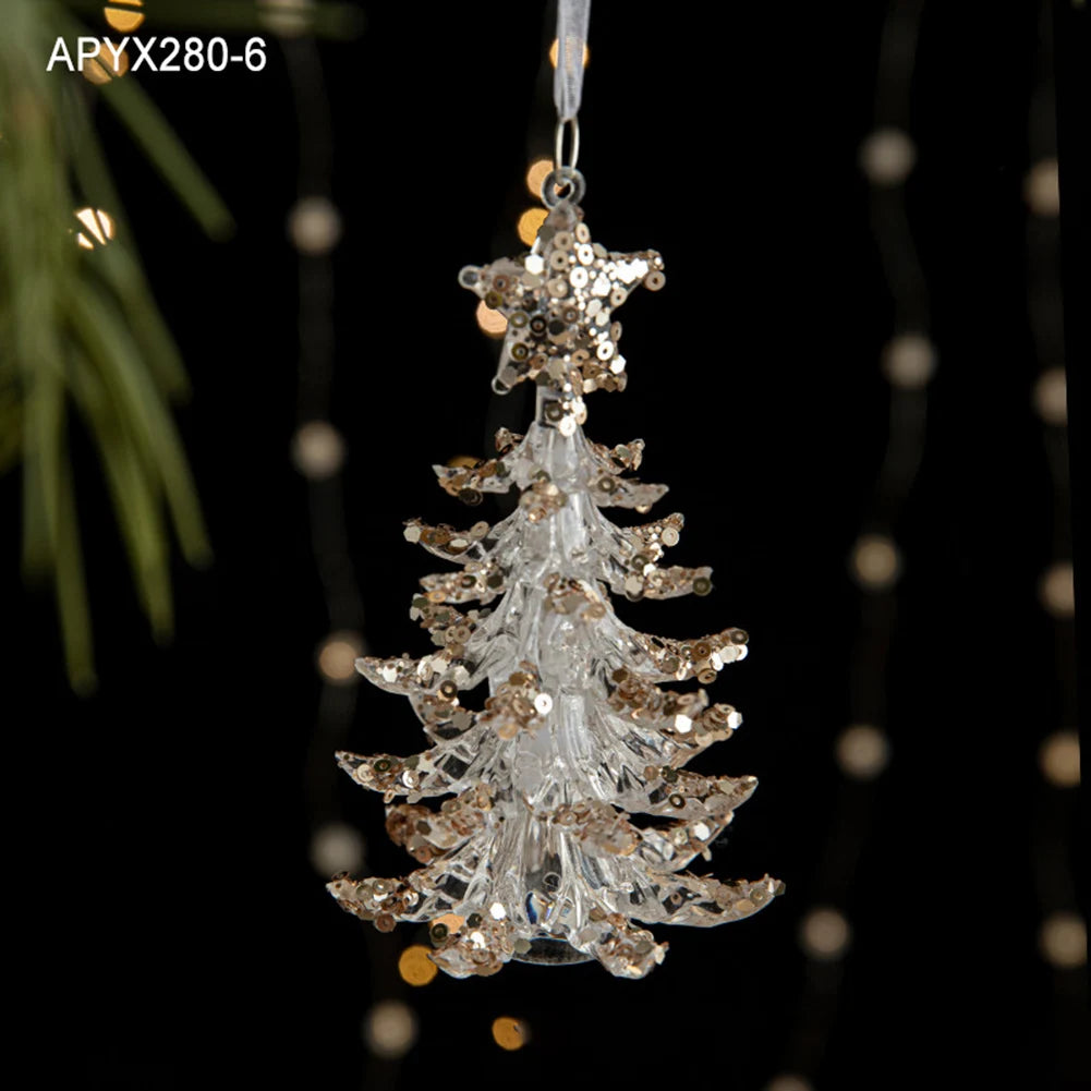 Crystal Acrylic Snowflake Christmas Tree Hanging Ornaments