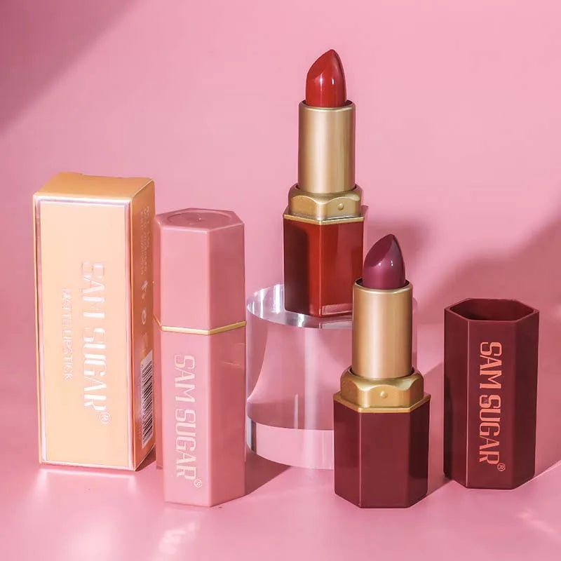 Pearlescent Pink Glitter Velvet Lipstick | Metallic Waterproof
