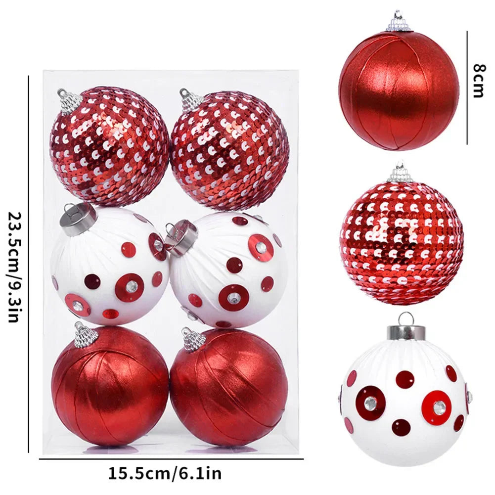 Blue Christmas Ball Ornament Set of 6 | Easy Hang Foam Décor