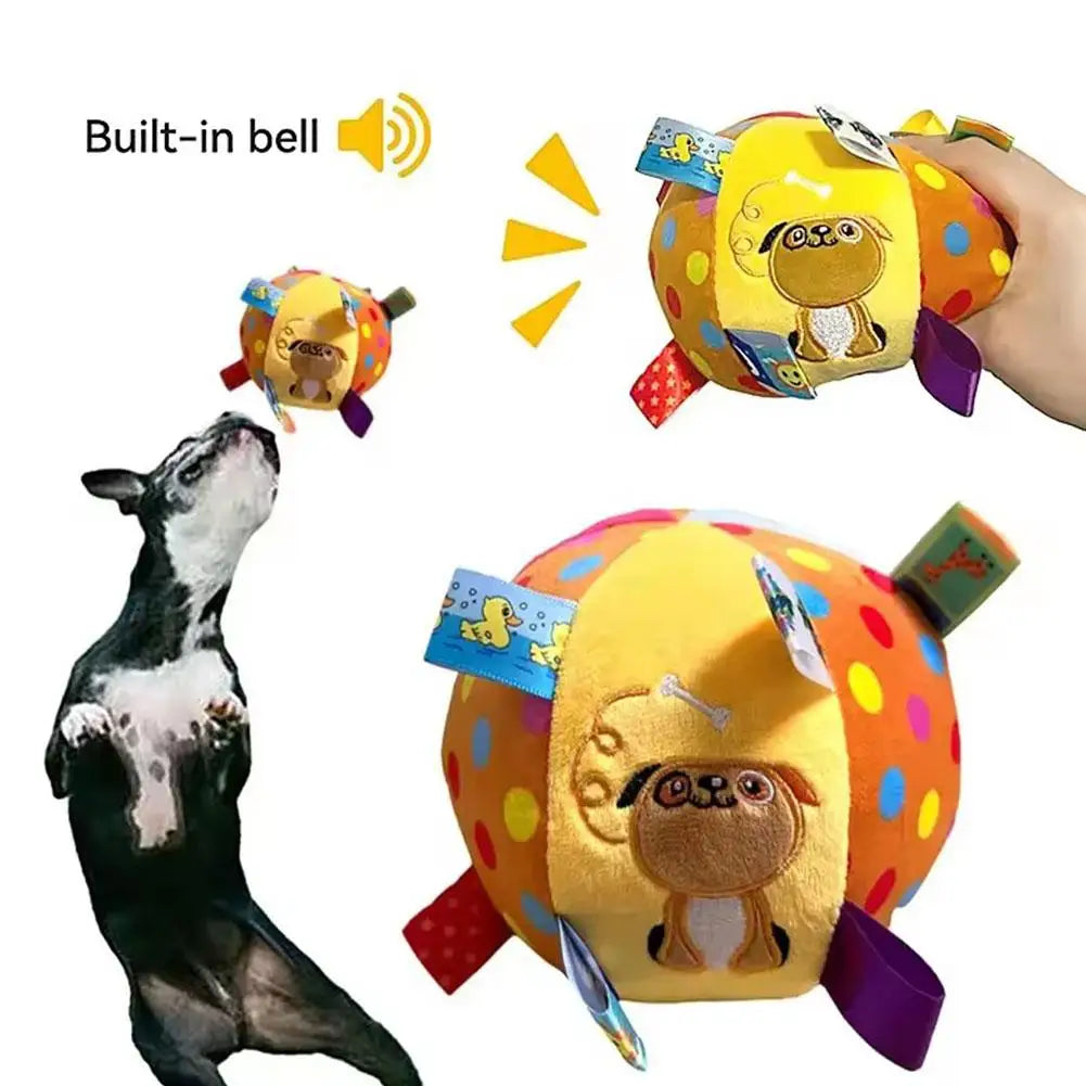 Interactive Plush Bell Ball Dog Toy – Chew, Play & Dental Care
