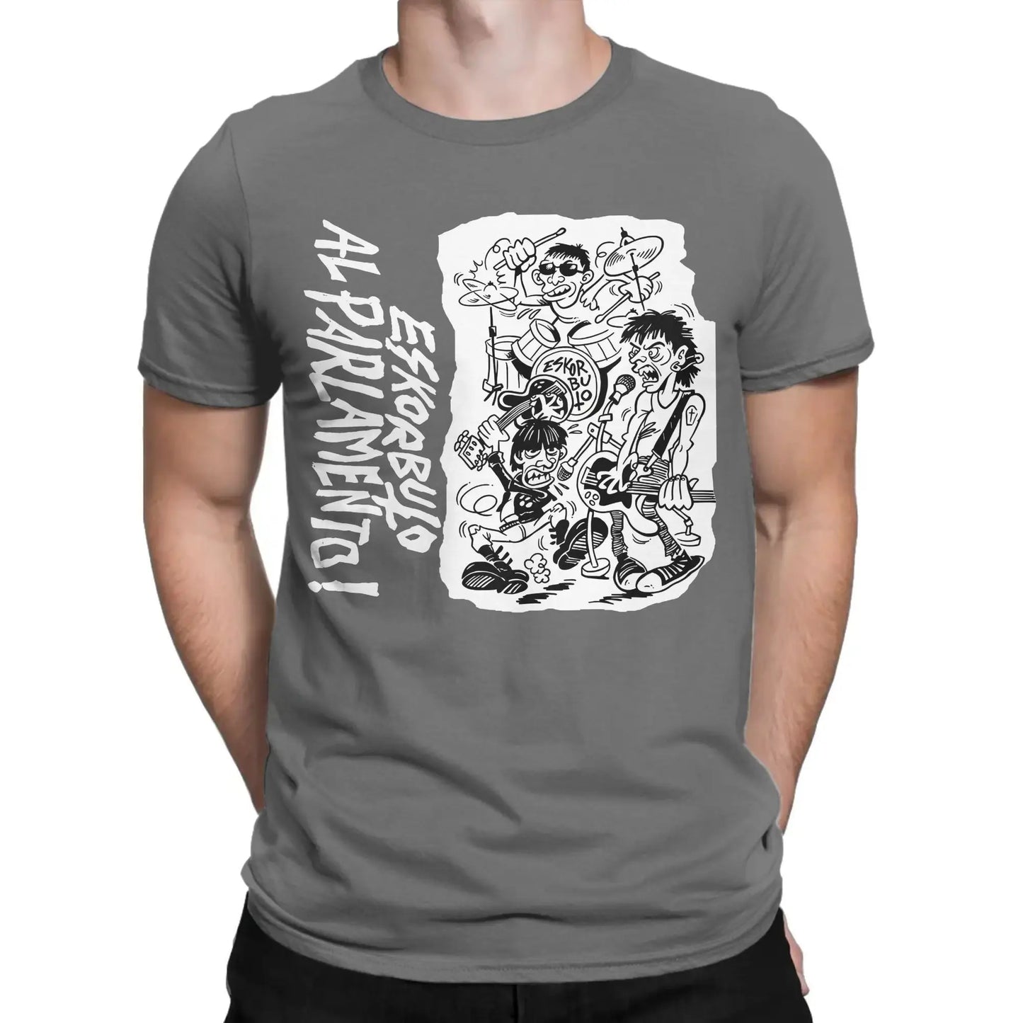 Creative Eskorbuto T-Shirt Men Crew Neck Pure Cotton T Shirts Singers Short Sleeve Tees Summer Clothing Peaceful Pleasures Health and Wellness Dark Grey 6XL