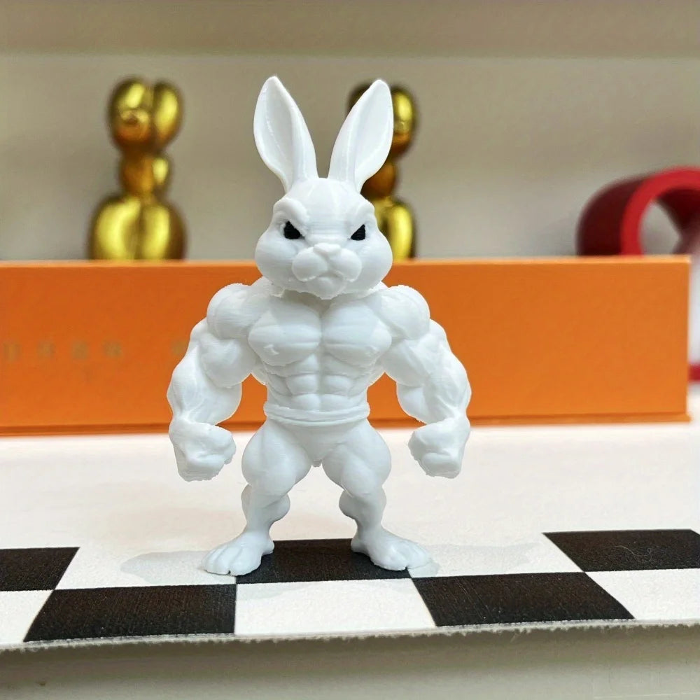 1 Piece White Muscle Rabbit Figurine Home Decor Item for Desktop, Entryway, Study, or Tv Cabinet, Also Suitable as a Gift for Friends or Loved Ones Peaceful Pleasures Health and Wellness