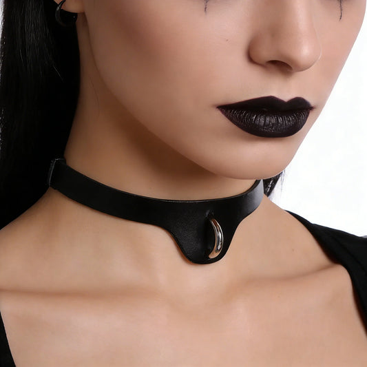 Sexy Harajuku PU Leather Collar Belt Pendant Necklaces Women Men Punk Peaceful Pleasures Health and Wellness