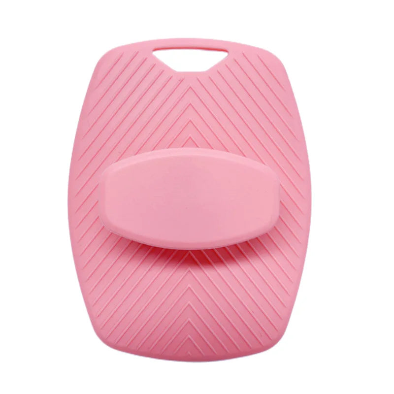 Silicone Body Scrubber Bath Wash Brush Exfoliating Loofah Body Brush Shower Face Scrubber Handle Wet & Dry Brushing for Man Wom Peaceful Pleasures Health and Wellness Pink 1