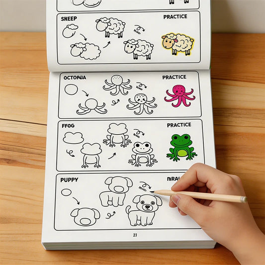 Children's Drawing Tutorial Book Easy Step-by-step Guide Suitable Peaceful Pleasures Health and Wellness