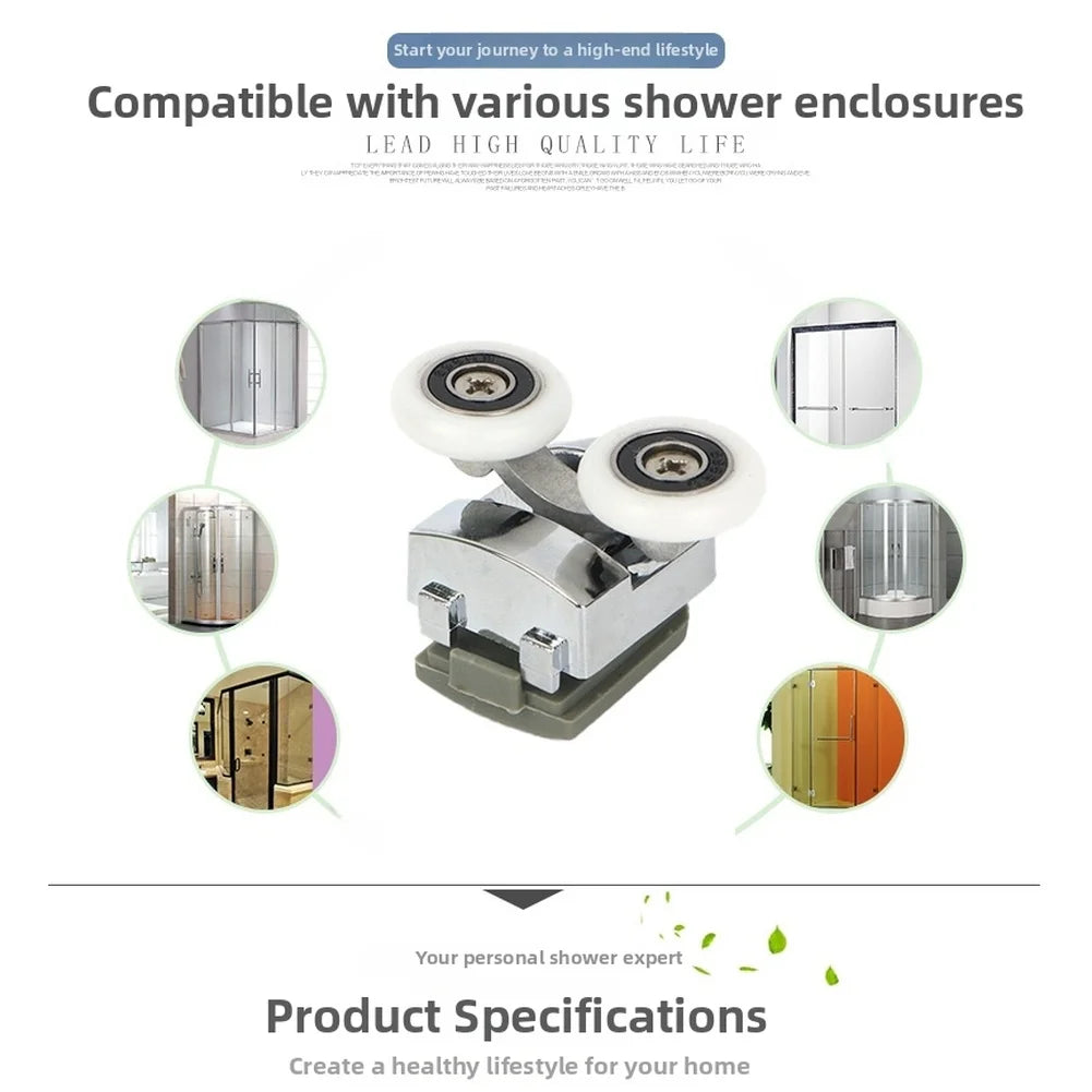 Shower Door Rollers Aluminum Alloy Plated Spring Loaded Double Wheel