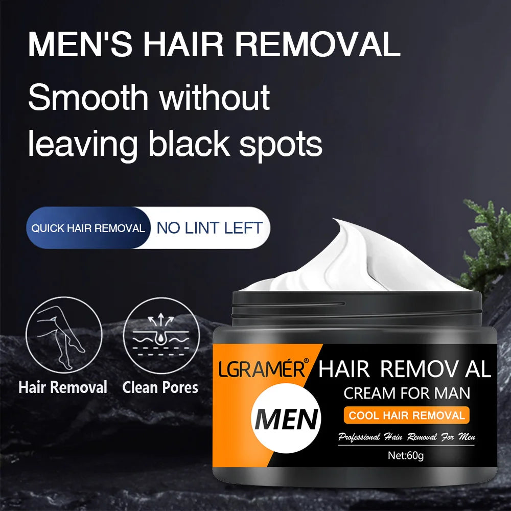 LGRAMER Men's Painless Hair Removal Cream | Legs Arms Armpits