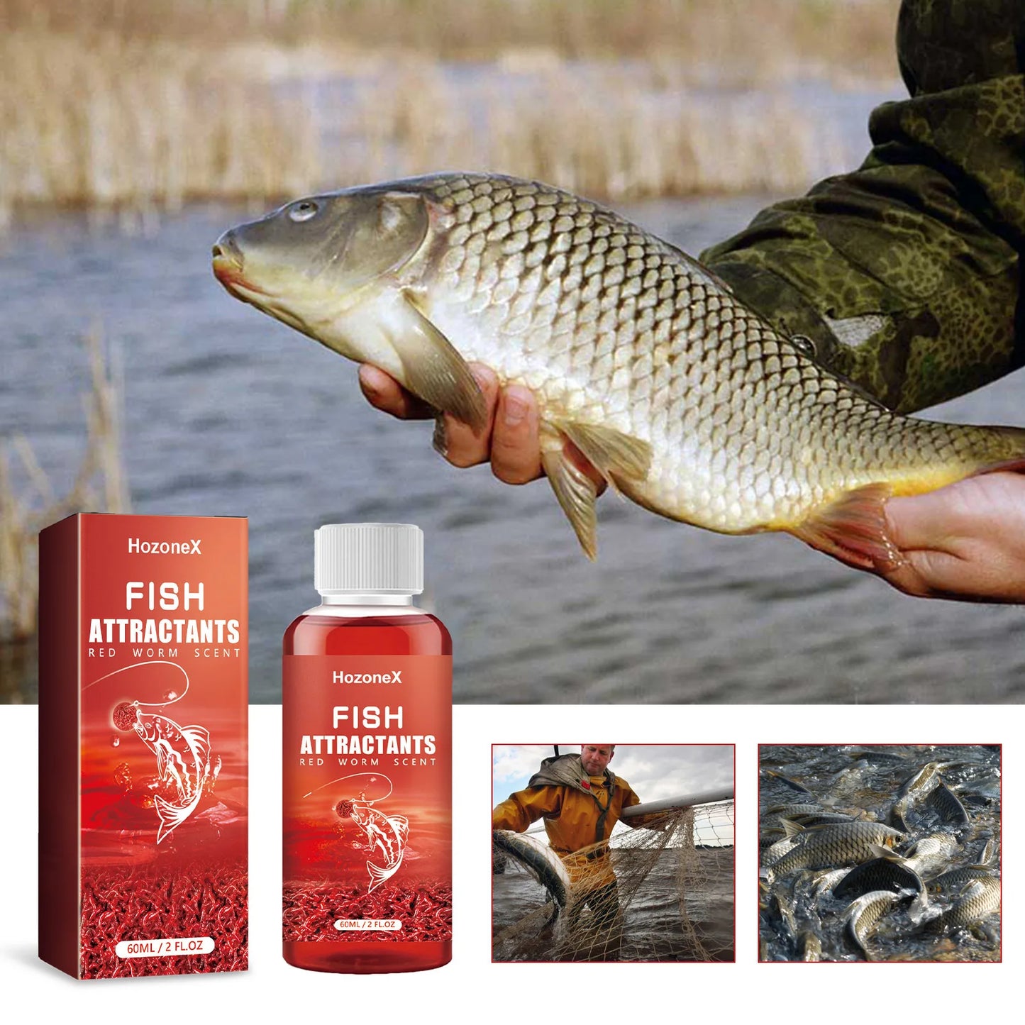Red Worm Fish Attractant Liquid – Fast-Acting Bait Booster 60ml
