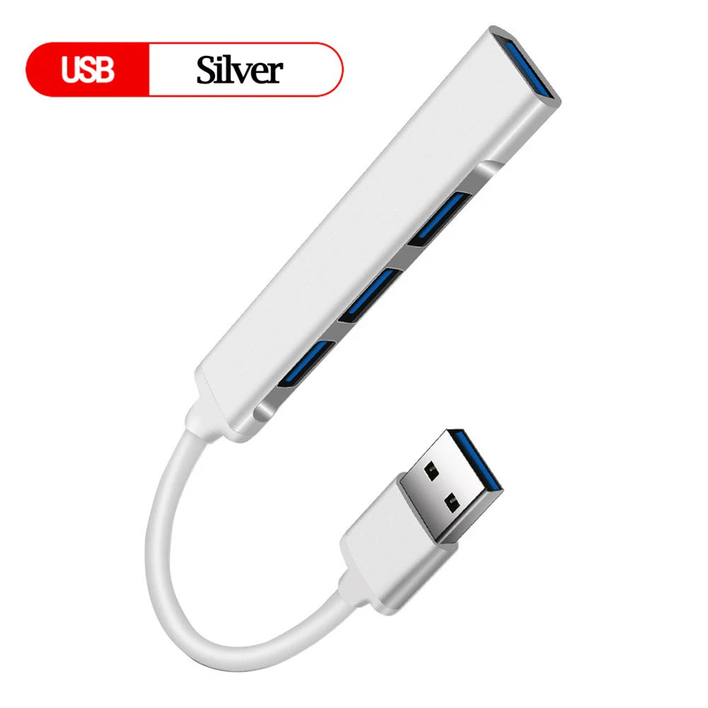 USB-C to 4-Port USB 3.0 Hub OTG Adapter | 5Gbps MacBook PC