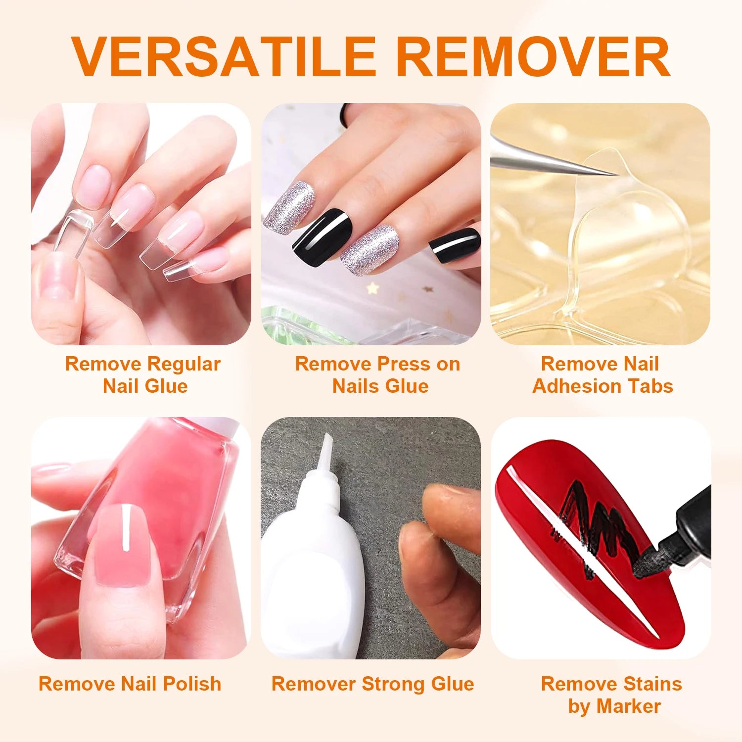 TWOING False Nail Tips Solid Adhesives Gel Remover Nail Liquid Easy To Soften Remover Press On Nails Gel Fake Tips Remover Tools Peaceful Pleasures Health and Wellness