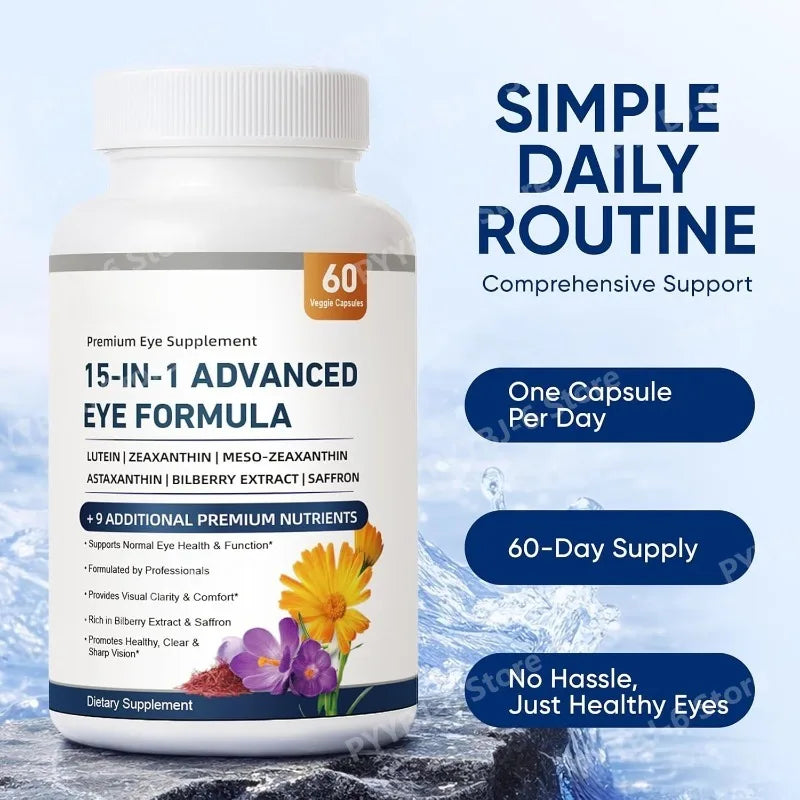15-in-1 Eye Formula Lutein Zeaxanthin Bilberry – 60 Veggie Caps