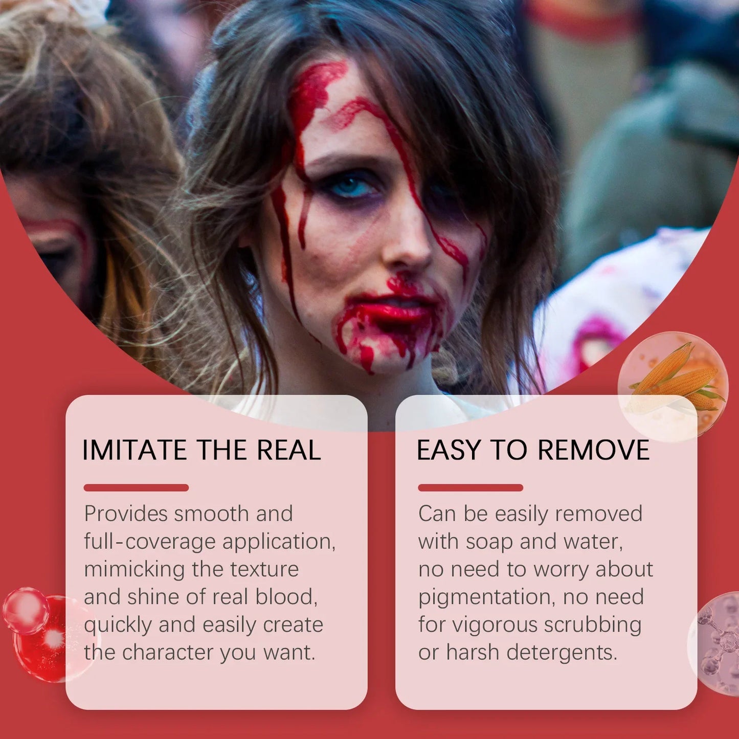 Halloween Fake Blood Kit – Washable Vampire Zombie Cosplay Makeup
