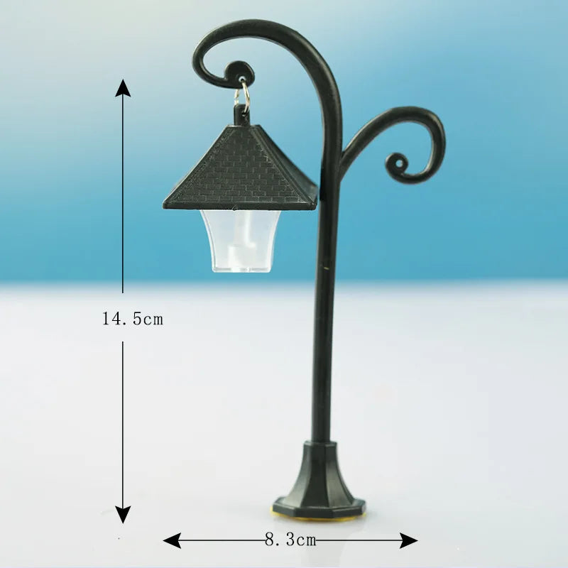 Miniatures Road Light Model Micro Landscape Bonsai Ornament Plastic Craft Home Garden Decor Street Lamp Figurine Streetlight Peaceful Pleasures Health and Wellness B