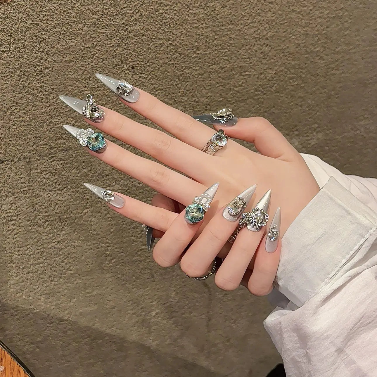 Handmade Press on Nails Shiny Pink Cat Eye Fake Nails for Women Girl Wearable Glitter Full Crystal Design False Nail Tips Peaceful Pleasures Health and Wellness