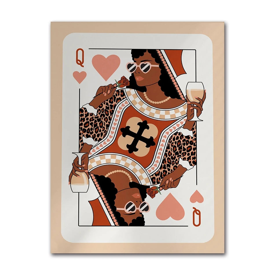 Queen of Hearts Leopard Canvas Wall Art | Dorm Room Decor