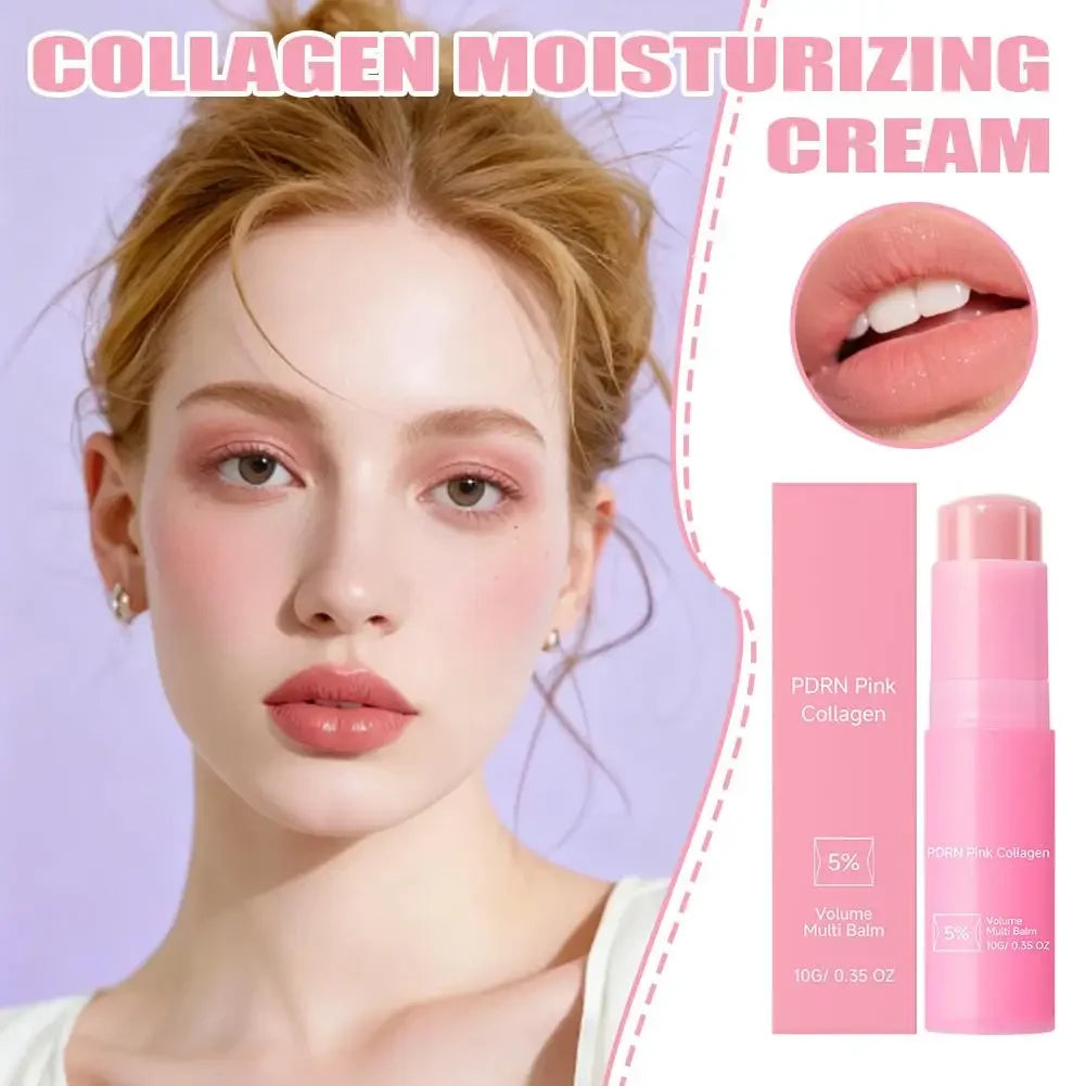 Collagen Pink Multi Balm Stick Deep Hydrating Moisturizing Wrinkle Bounce Lifting Facial Cream Korean Skin Care & Makeup Base Peaceful Pleasures Health and Wellness
