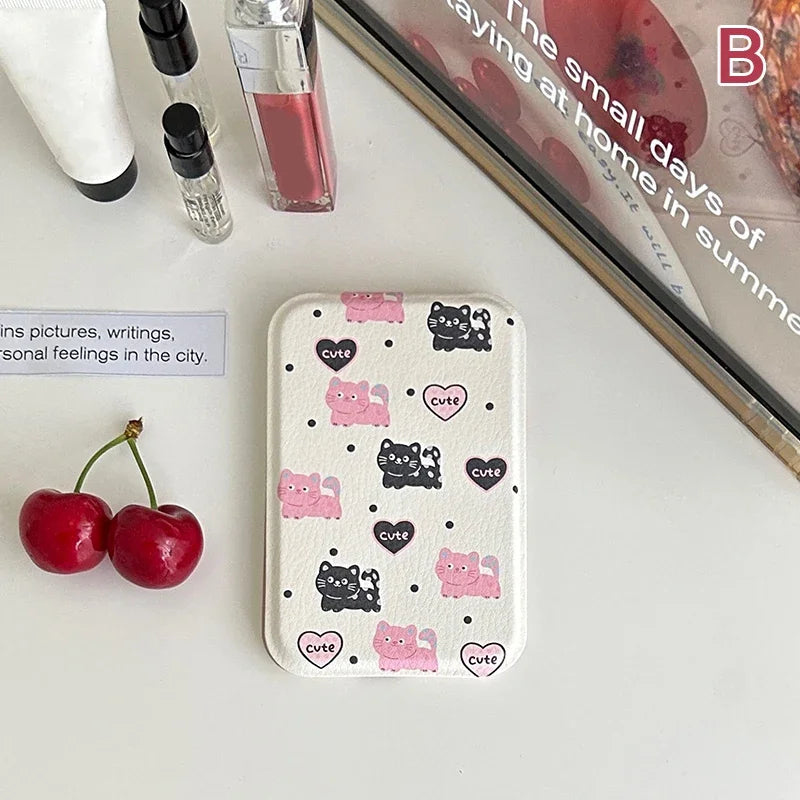 Practical Cute Compact Portable Small Mirror Student Mini Makeup Mirror Foldable Desktop Pocket Carry on Makeup Mirror Portable Peaceful Pleasures Health and Wellness B