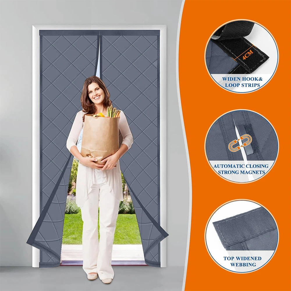 Magnetic Thermal Insulated Door Curtain Energy-Saving Privacy-Protecting Windproof Waterproof Cotton Curtain for Heater Room Peaceful Pleasures Health and Wellness