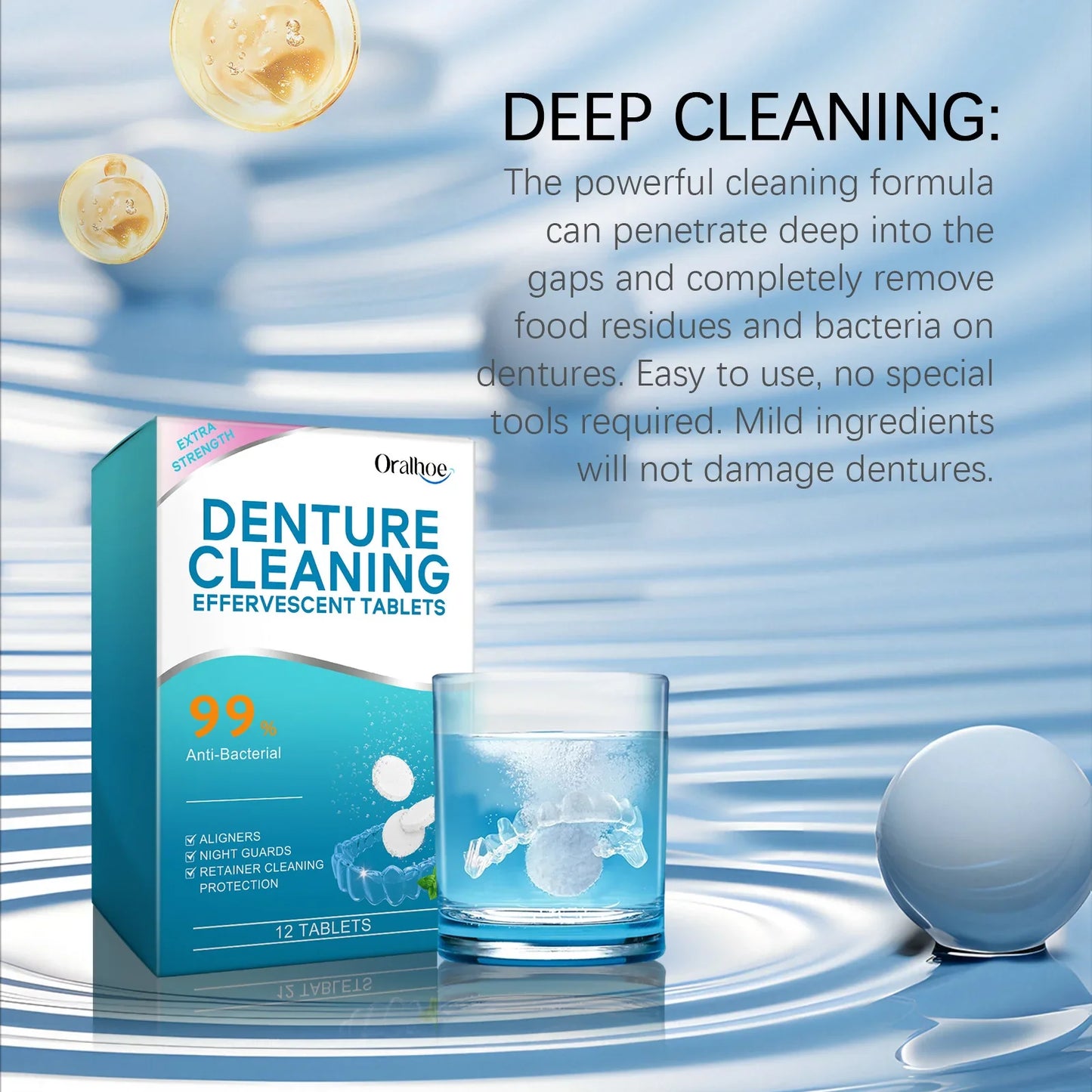 Denture Cleaning Tablets – Whitening & Plaque Removal | 12 Pack