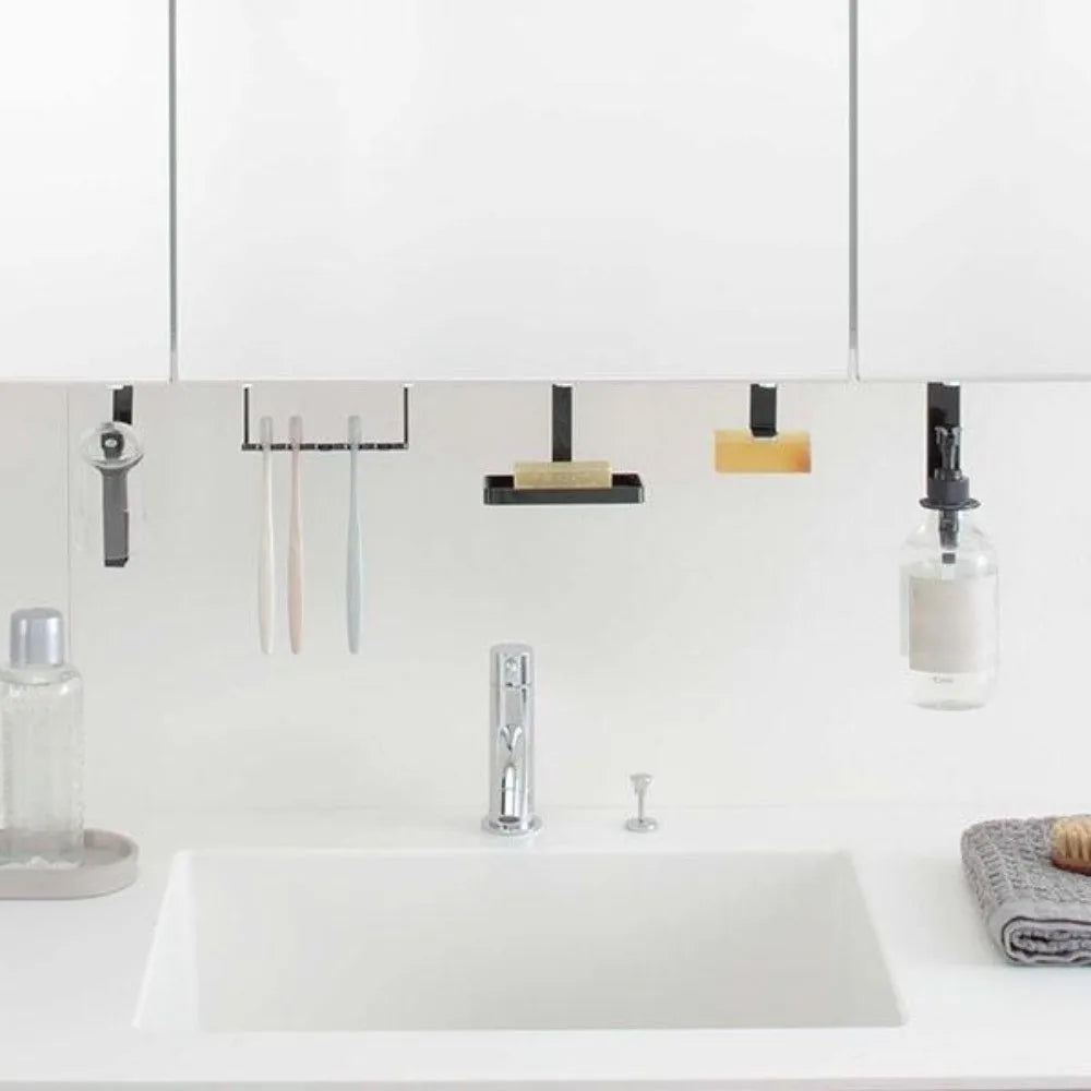 Wall-Mounted Toothbrush & Razor Holder | No-Drill Carbon Steel