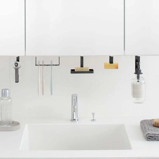 Wall-Mounted Toothbrush & Razor Holder | No-Drill Carbon Steel Toothbrush Holder Rack Oasis Select