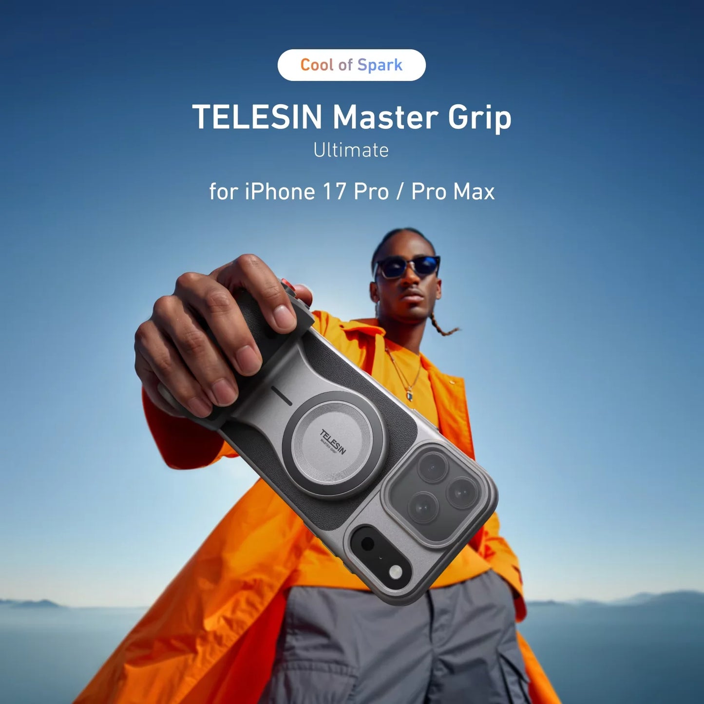 TELESIN Master Phone Camera Grip Set for IPhone17 Pro / Pro Max Magnetic Phone Camera Hand Grip Holder Remote Shutter Handheld Peaceful Pleasures Health and Wellness