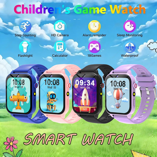 Game Kids Smartwatch 300mAh HD Screen HD Camear Outdoor LED Flashlight Watch Multifunctional Alarm Clock Computer Smart Watch Peaceful Pleasures Health and Wellness